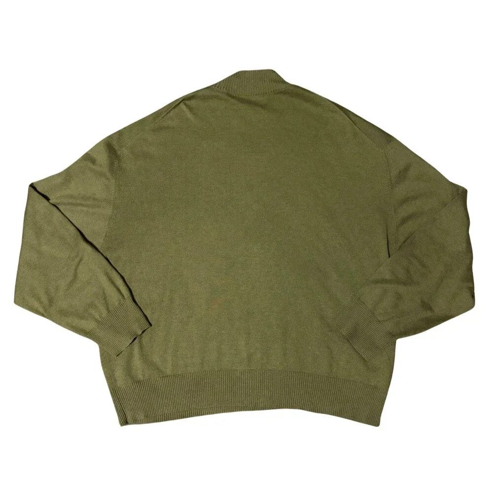 Orvis Quarter Zip Sweater Mens XXL Green Pullover Cotton Silk Cashmere Mock Neck